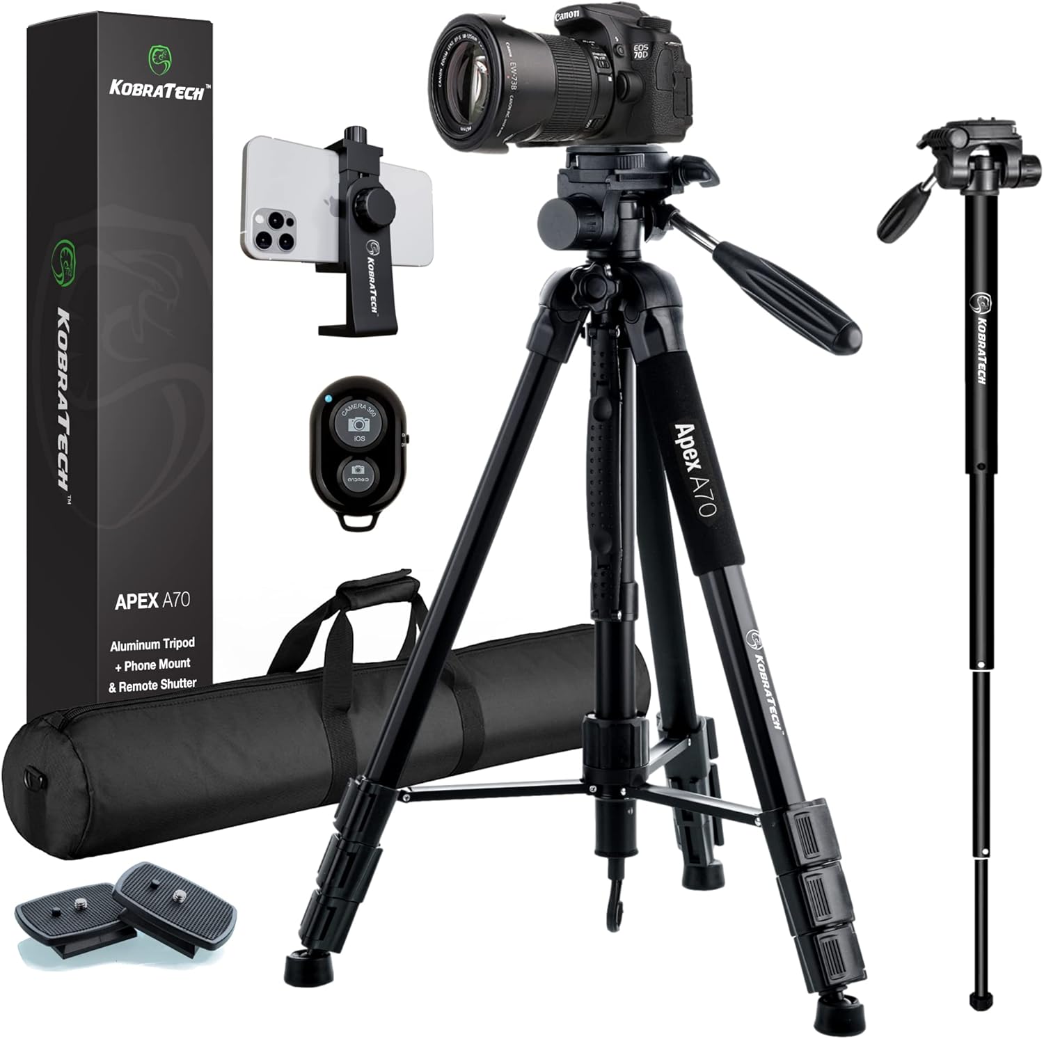 70 Tripod with Bluetooth Remote Shutter, Monopod Pack of 2 B502047