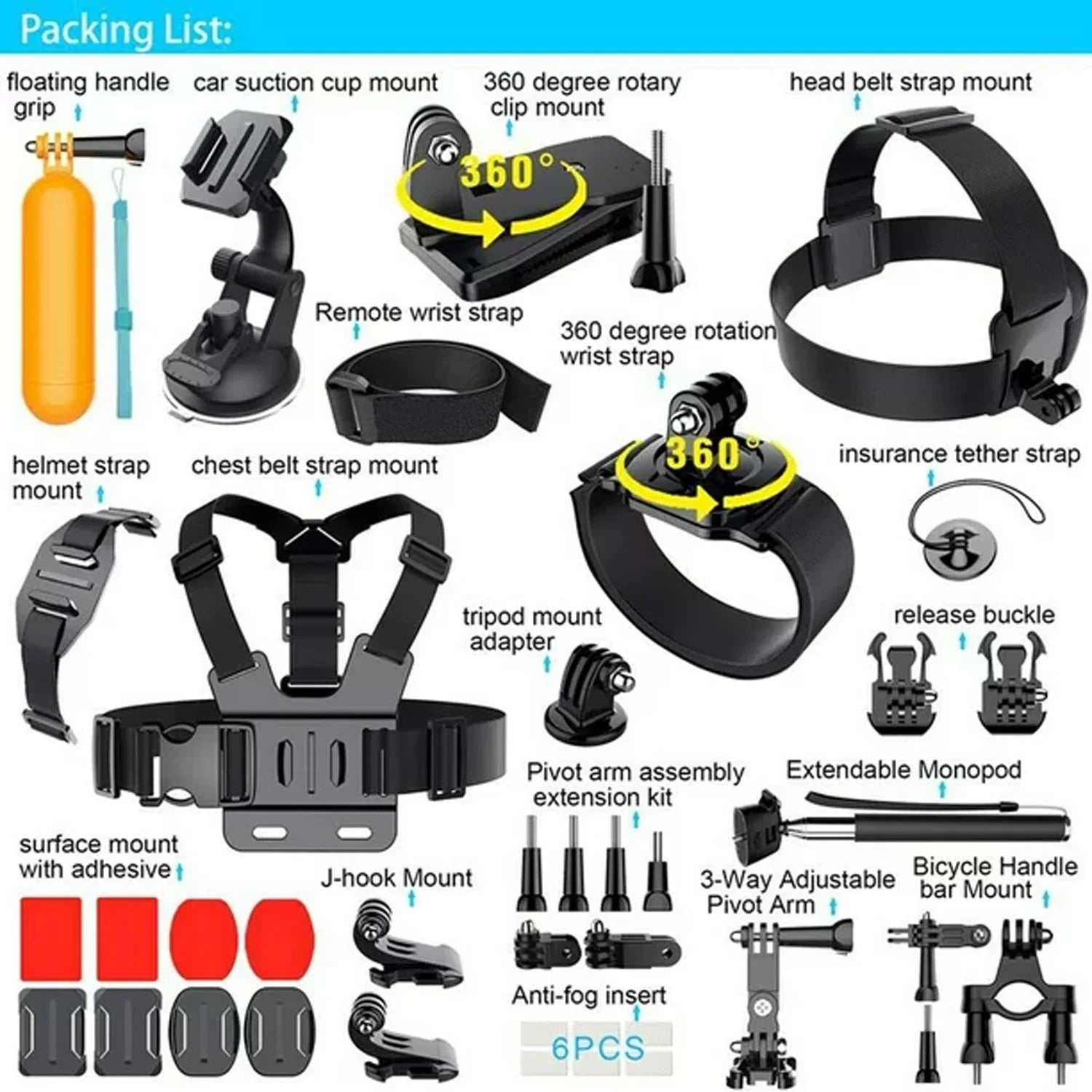 4K Waterproof Action Camera Bundle with 35-in-1 Accessories Kit V596