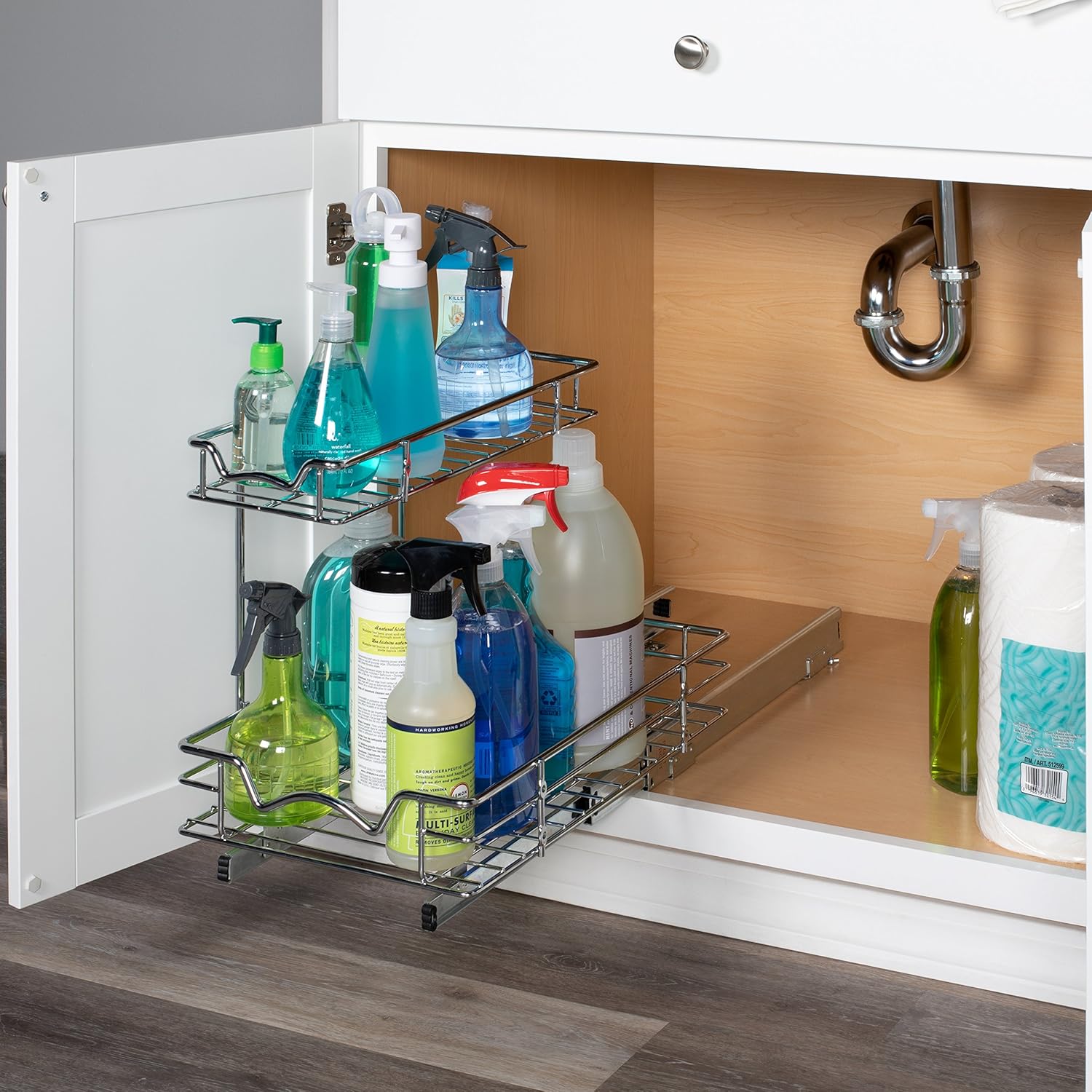 Under Sink Pull-Out Sliding Shelf Organizer, Chrome W2600