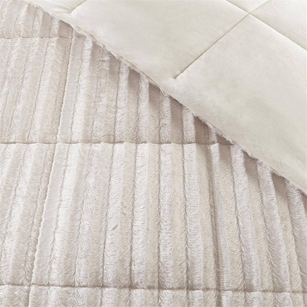 Black King/Cal King Faux Fur Comforter Mini Set U4296