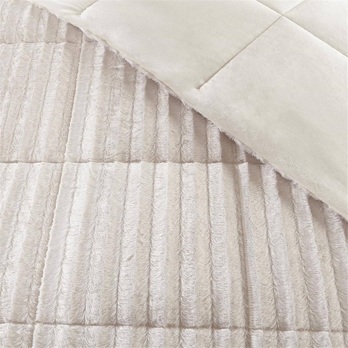 Black King/Cal King Faux Fur Comforter Mini Set U4296