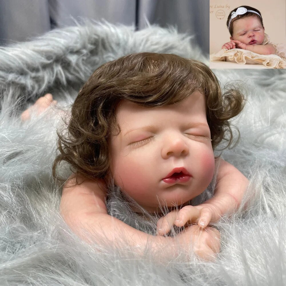 Bebe Reborn Doll Kit Luisa With Hair Transplant Handmade Doll Parts 3D Skin DIY Toys With Cloth Body Painted Doll Kit F534