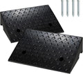 6” Rubber Curb Ramps 2PCS, Heavy Duty 22° Driveway Ramps with 4 Expansion Bolts & Predrilled Holes, Anti-Slip Surface, 6,800 lbs Load Capacity Q845018