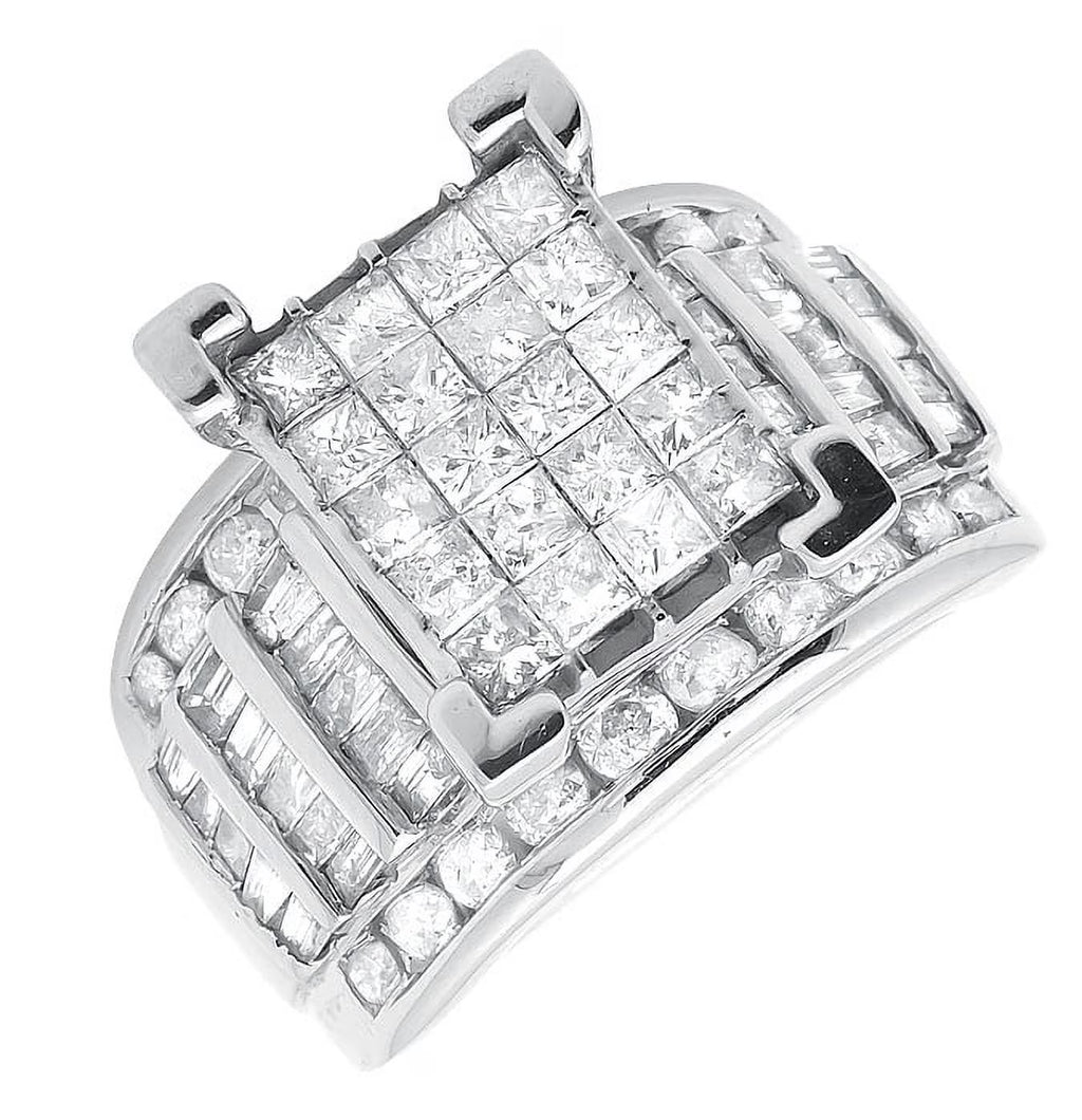 10k White Gold Princess Cut Cluster Engagement Ring E2019