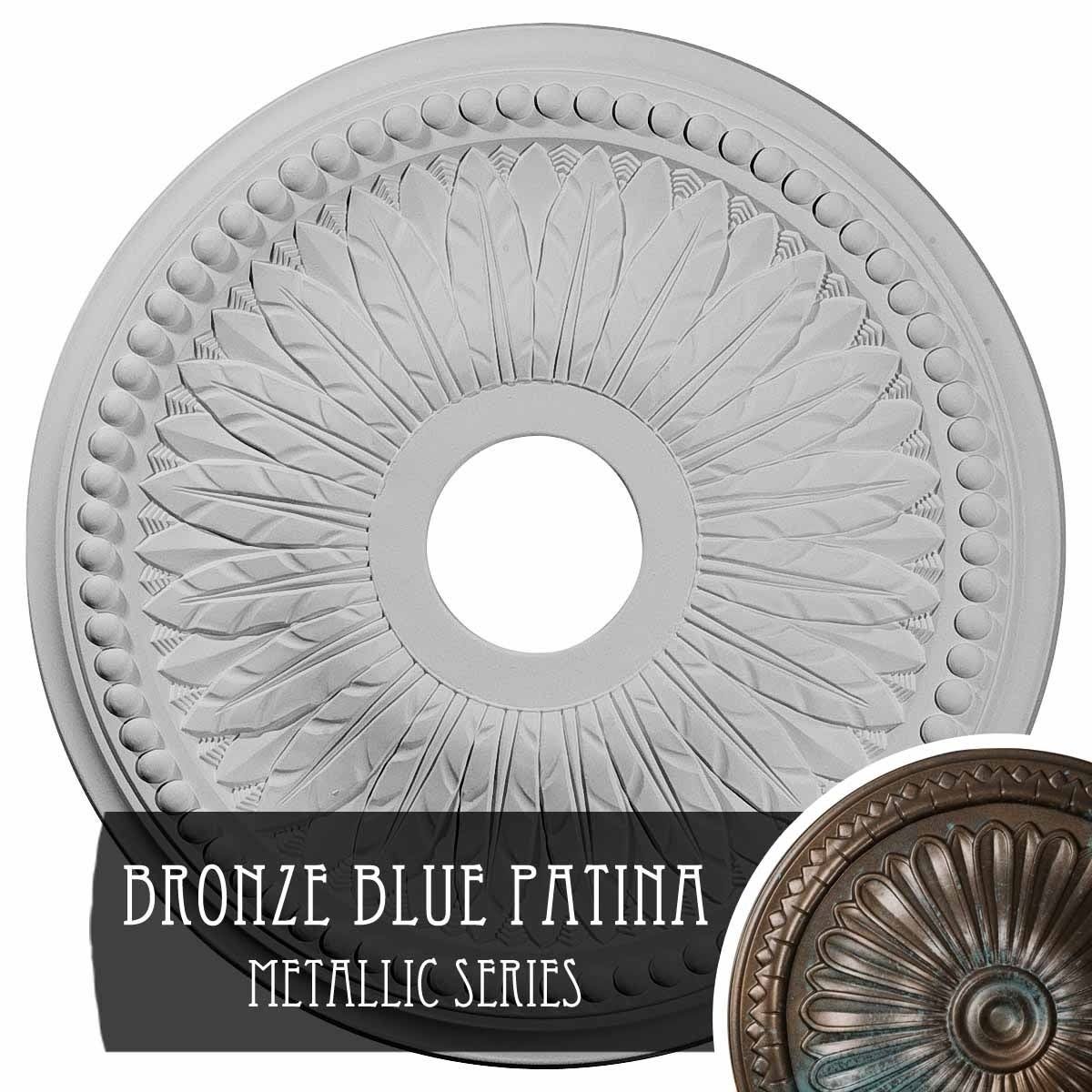 Bronze Blue Patina Hand-Painted Ceiling Medallion E863