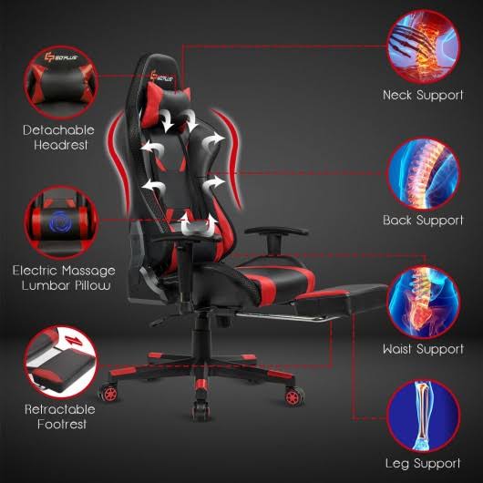 Red Massage Gaming Chair with RGB LED Lights S675