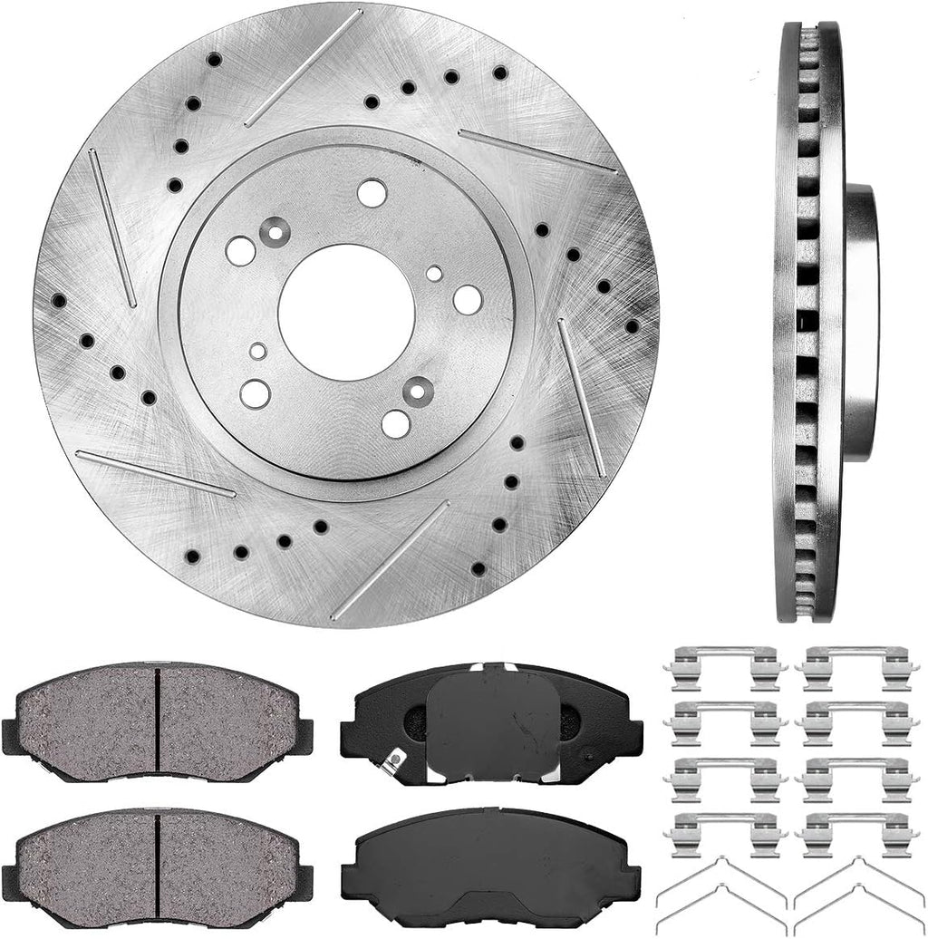 Front 299.86mm 5 Lug Rotors + Brake Pads + Clips K228