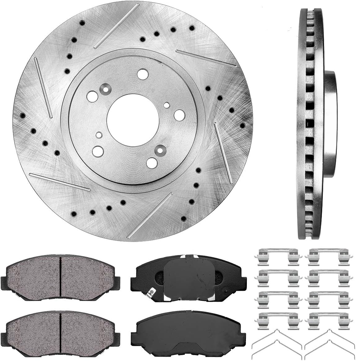 Front 299.86mm 5 Lug Rotors + Brake Pads + Clips K228