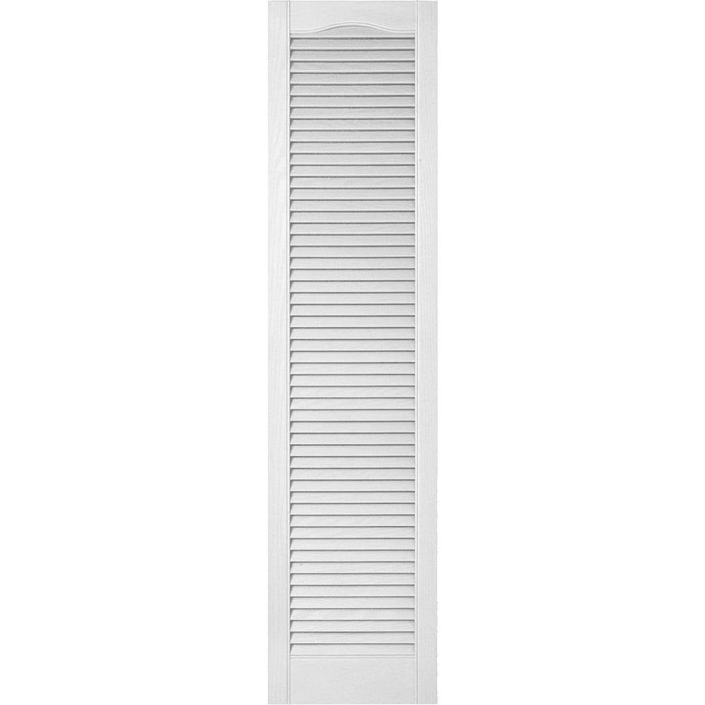 12 inch x 63 inch Vinyl Louver Shutters with Shutter-Loks, Bright White F783179