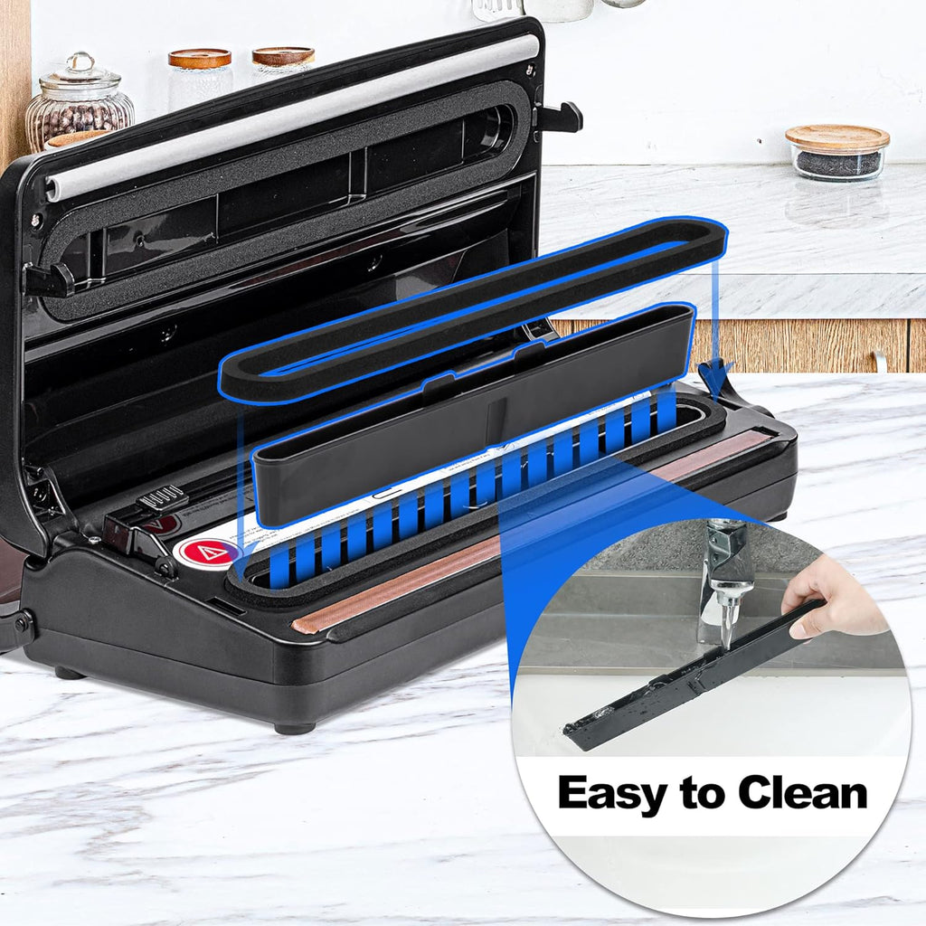 8 in 1 Automatic Vacuum Sealer Machine with Vacuum Bags & Roller Storage, Cutter, Black E83612