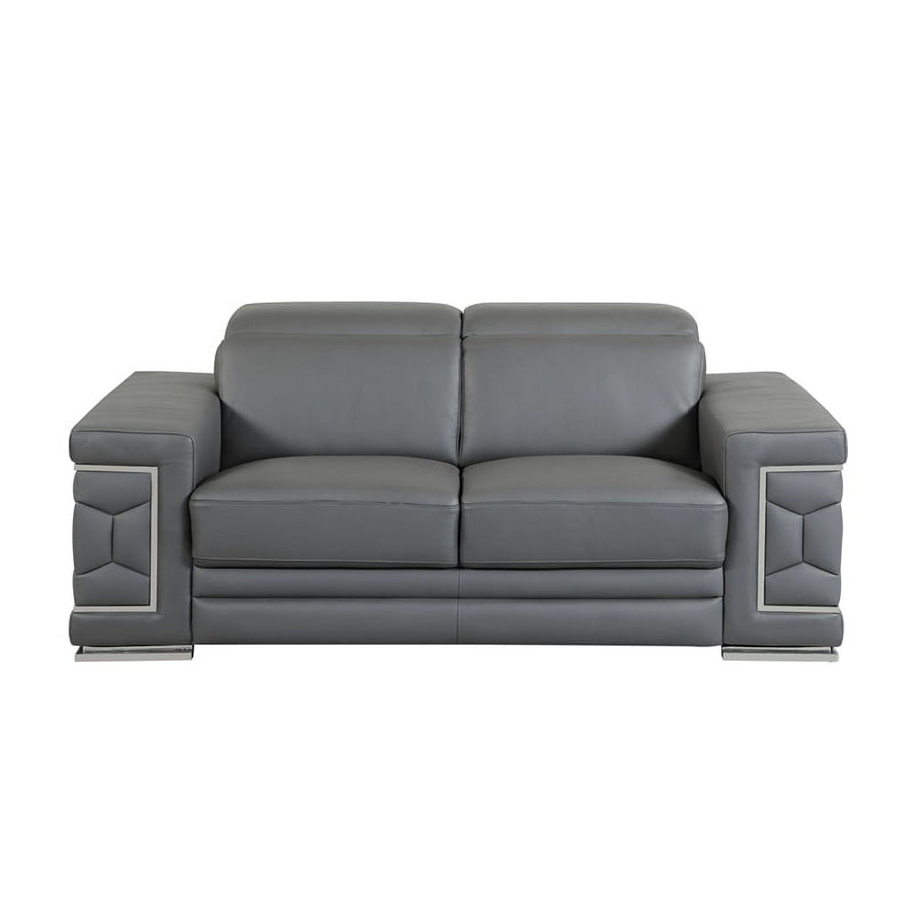 Genuine Italian Leather Loveseat in Gray M21388