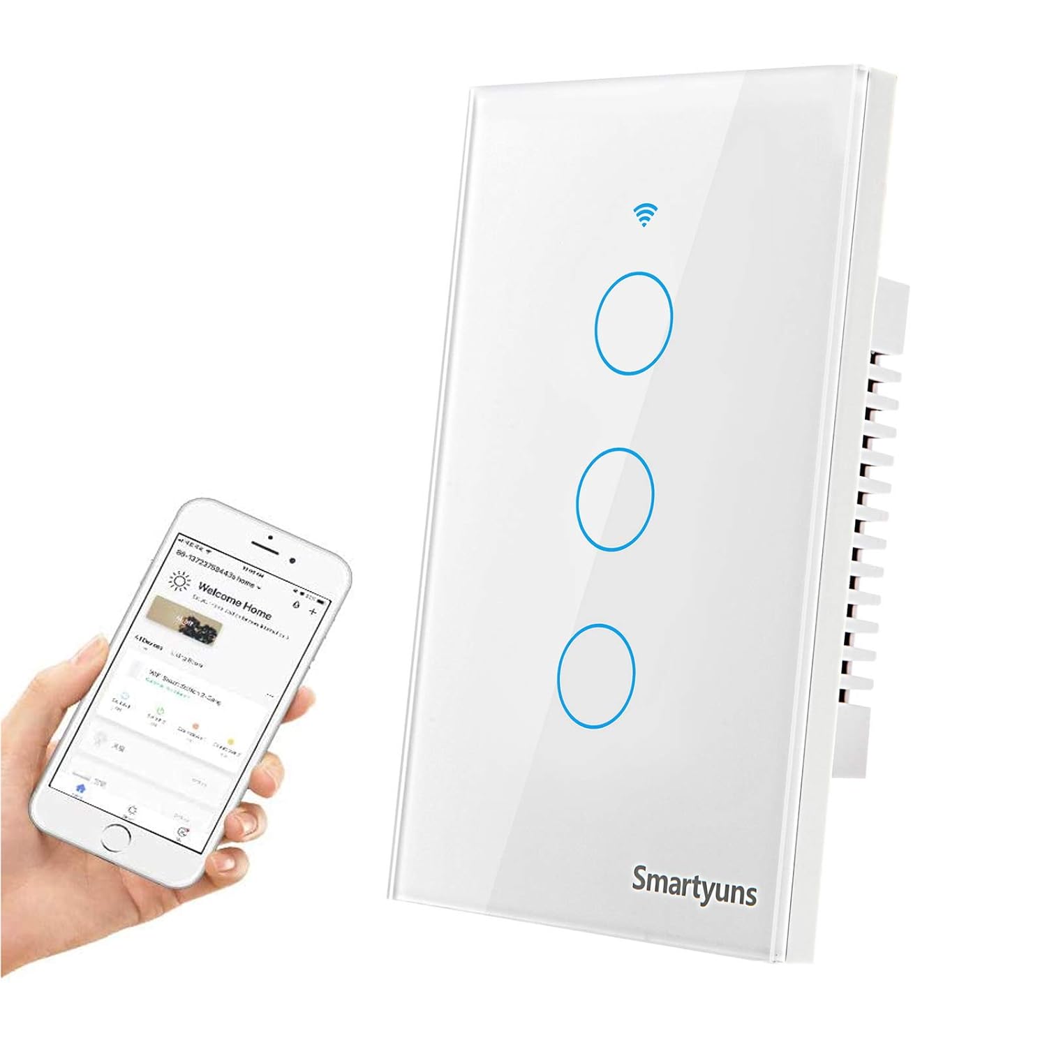 Black WiFi Tempered Glass Touch Light Switch J787272