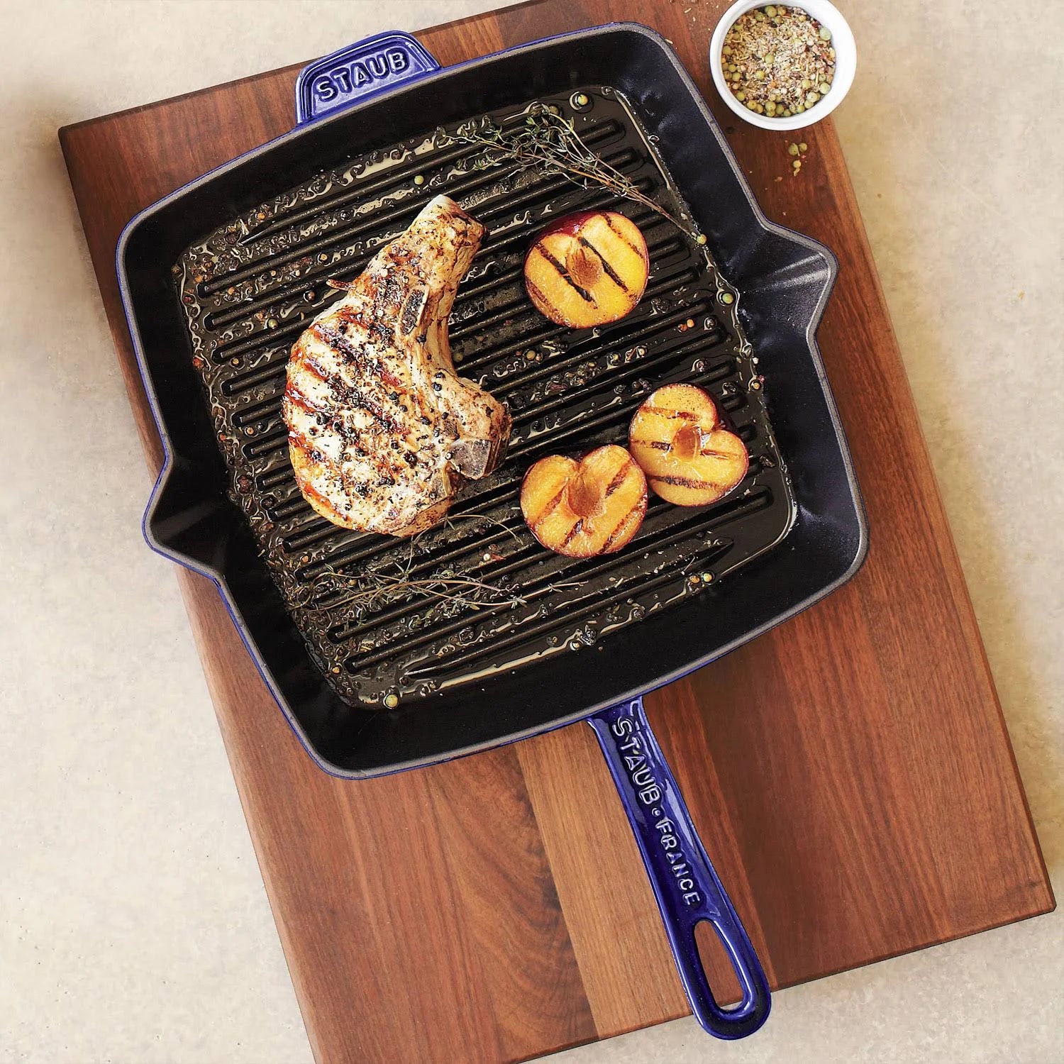 Cast Iron Square Grill Pan, 12-in, Dark Blue J21992