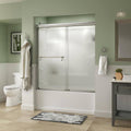 Semi-Frameless Sliding Bathtub Door in Chrome with Rain Glass Y488