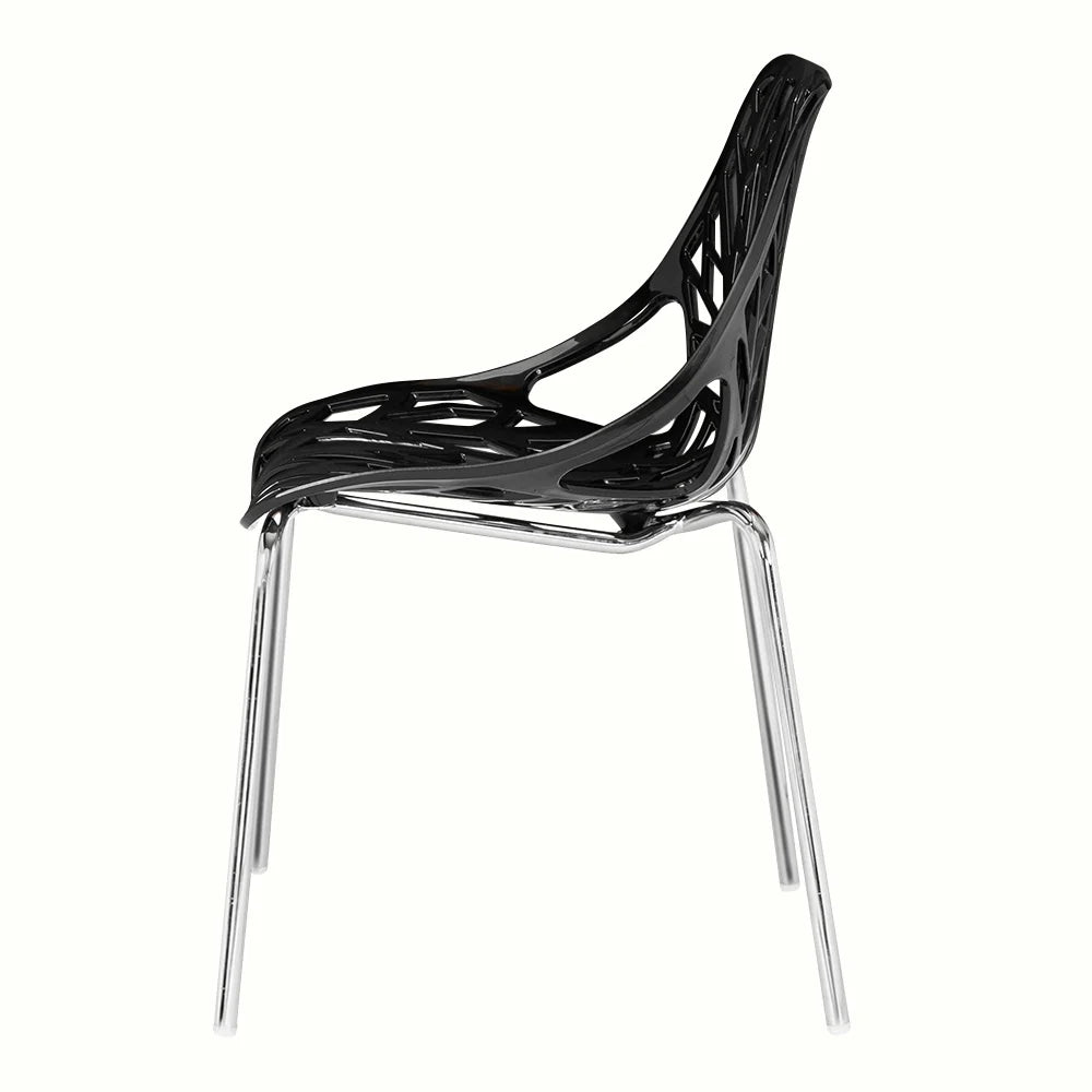 Black Stackable Birch Dining Chairs Set of 6 V1534