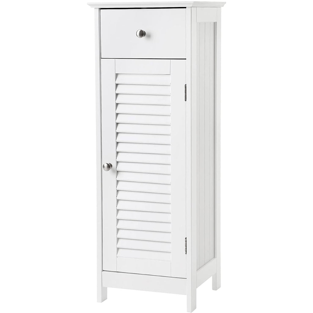White Wood Finish Bathroom Floor Cabinet with Drawer G31368