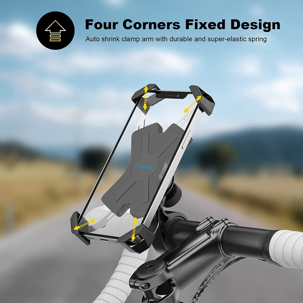 Bike Phone Mount with Stainless Steel Clamp Arms 360° Rotation X8036