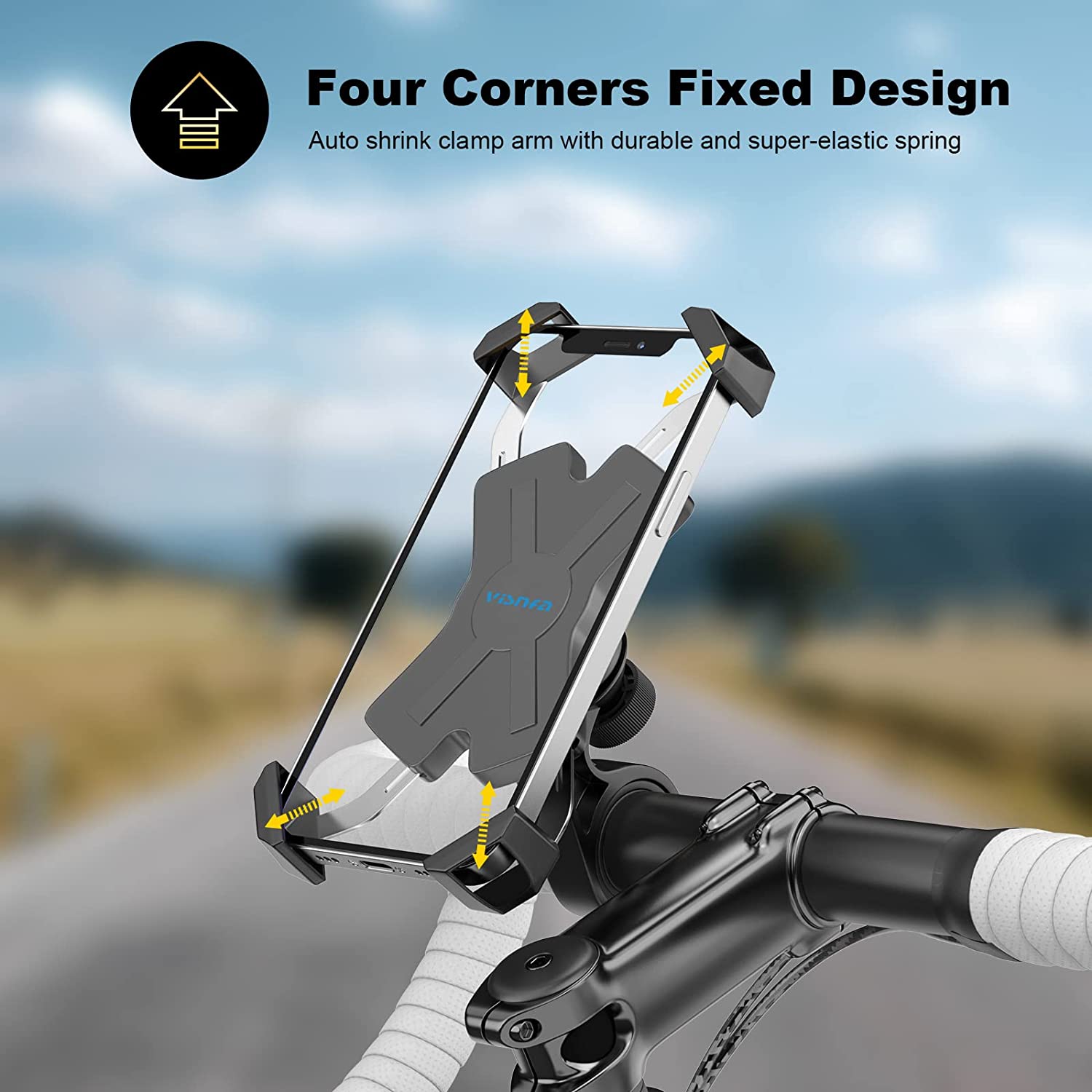 Bike Phone Mount with Stainless Steel Clamp Arms 360° Rotation X8036