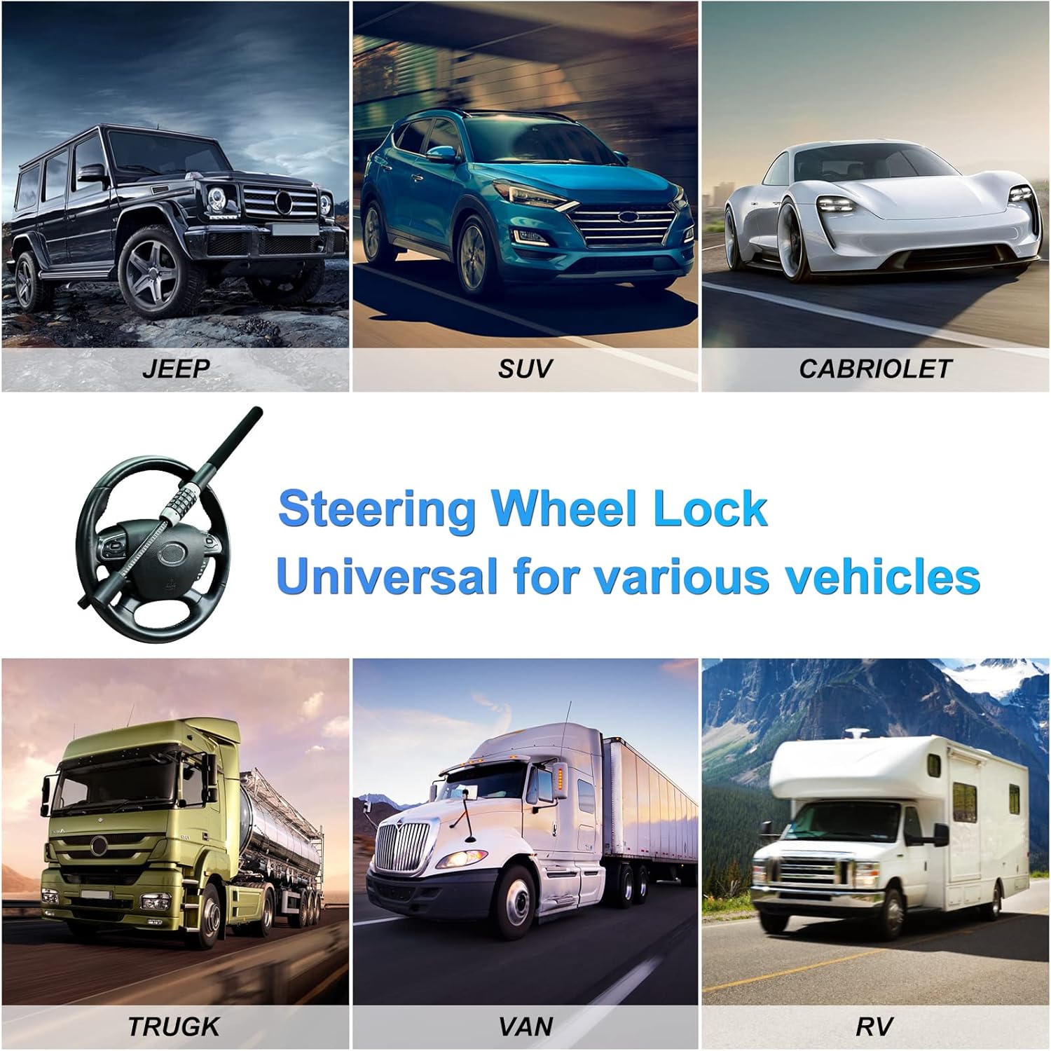 Steering Wheel Lock Anti Theft Heavy Duty Car Security Device O83468