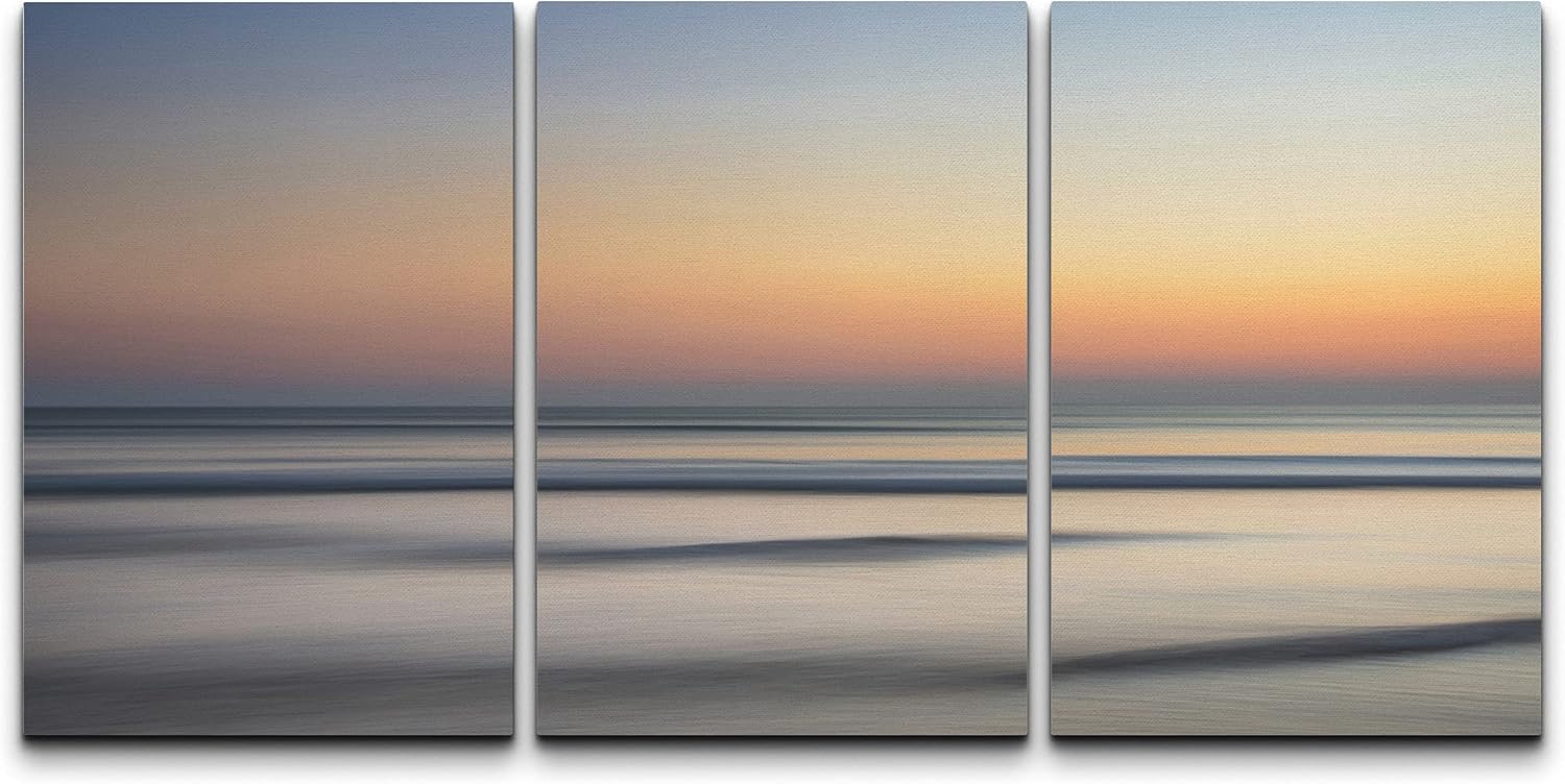 Canvas Print Wall Art Set Ocean Waves Marine Life Nautical Landscape Blue 16x24 x 3 R62973