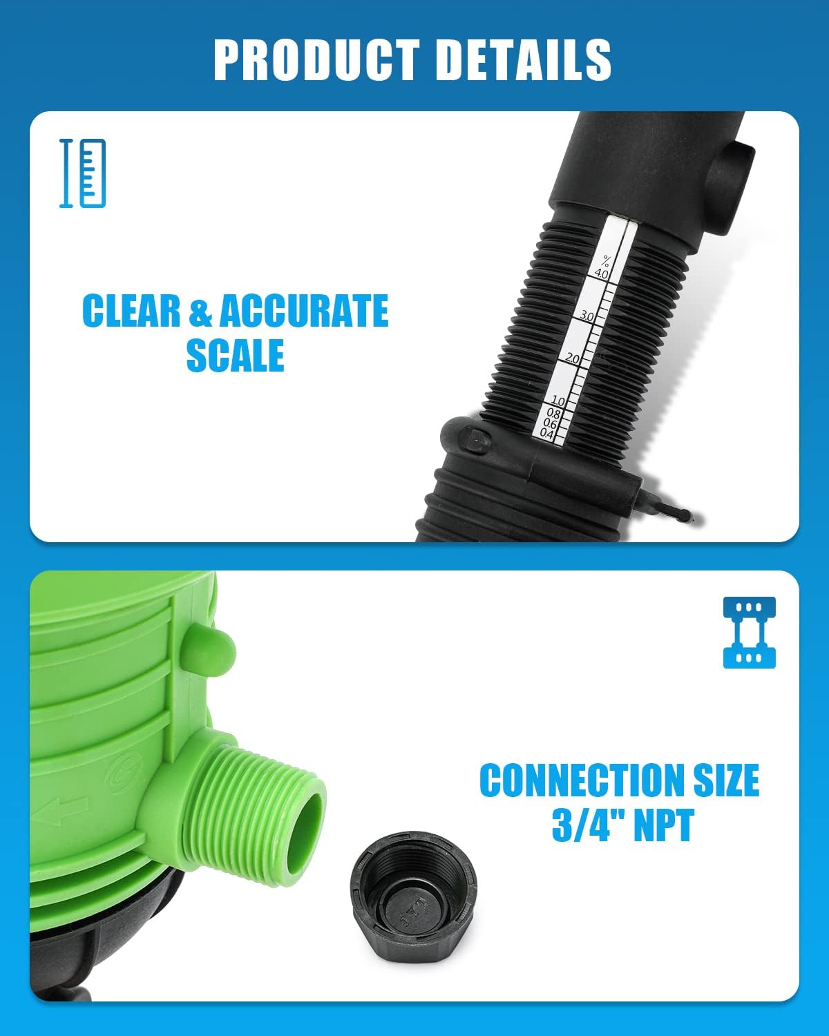 0.4%-4% Adjustable Fertilizer Injector Dosing Pump 3/4" NPT B372