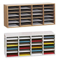 Grey 24-Compartment Wood Literature Sorter A2947