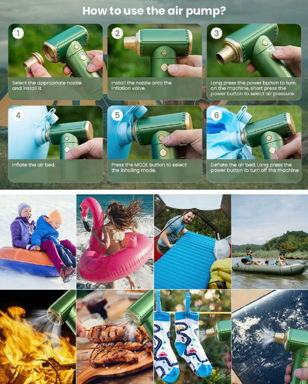 Portable Electric Air Pump with 2000mAh Battery P8600