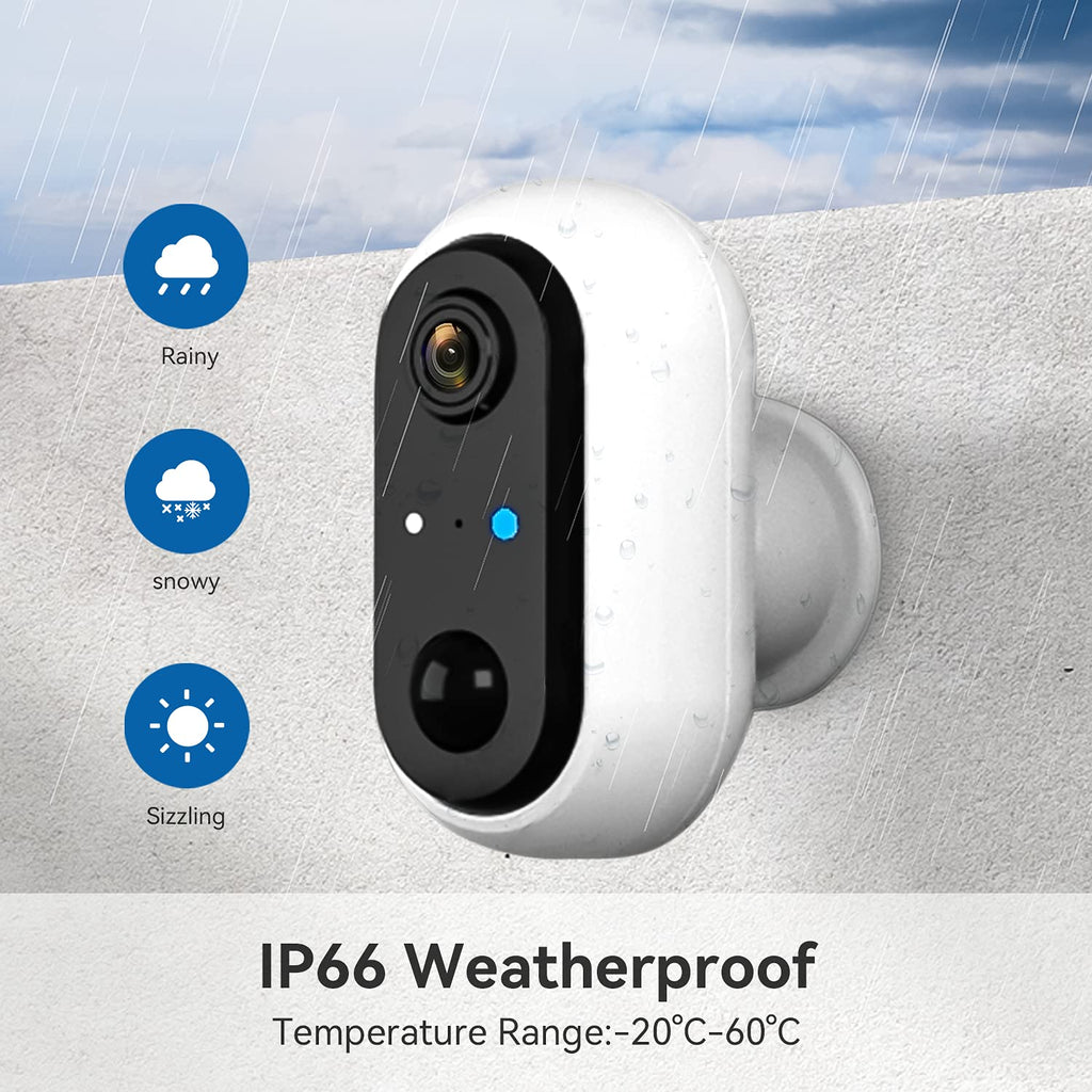 Wireless Battery Powered Camera with Night Vision, 1080P Video, Motion Detection, 2-Way Audio, IP66 Waterproof, Pack of 2 G160