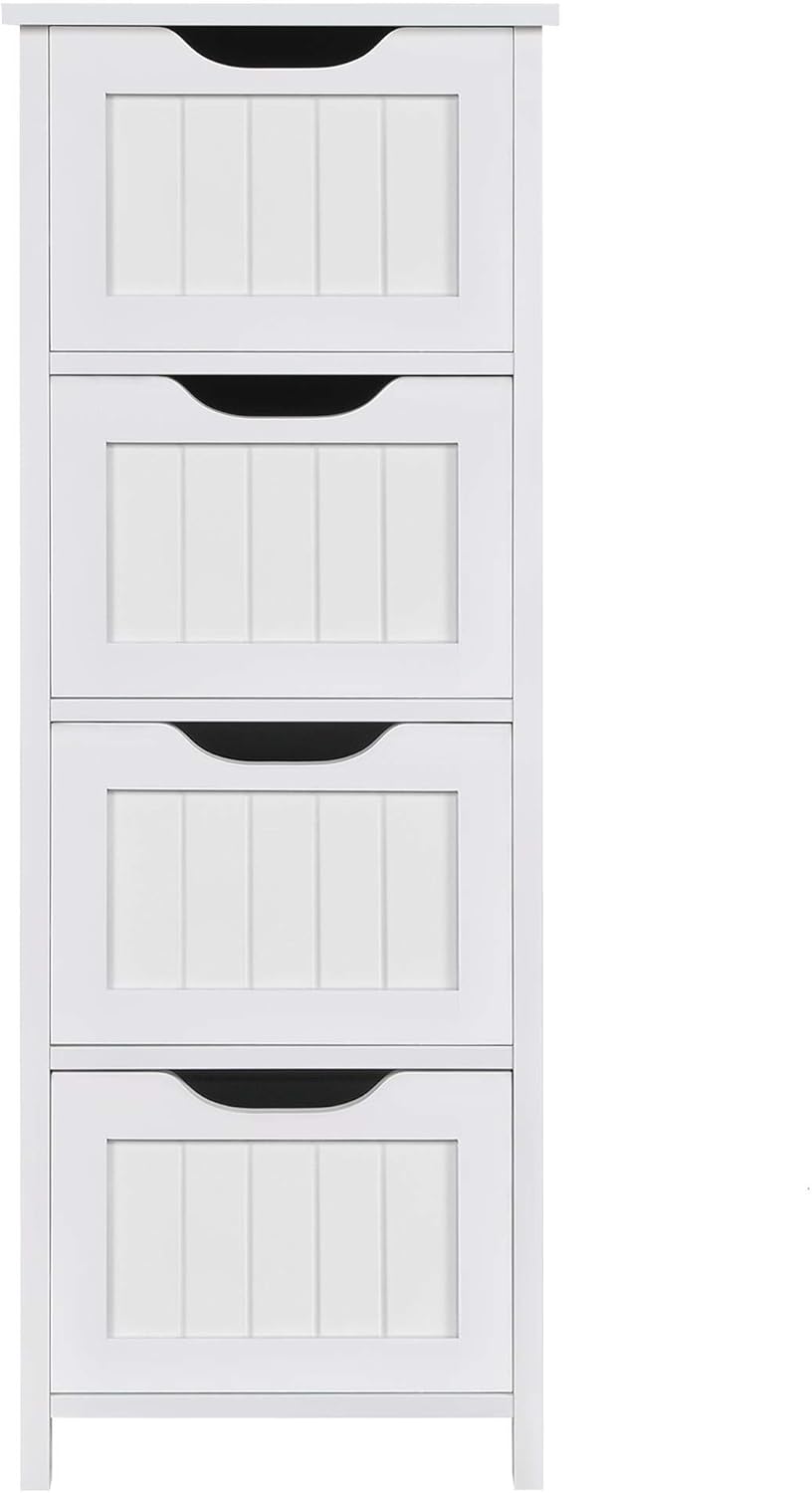 Gray 4 Drawer Wood Bathroom Floor Cabinet Pack of 2 W3082
