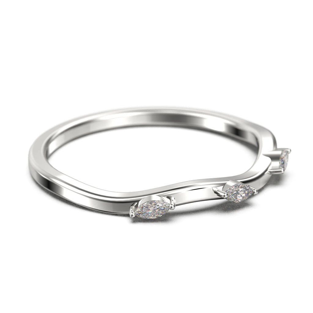 Marquise Cut Diamond Moissanite 925 Sterling Silver Wedding Band D228