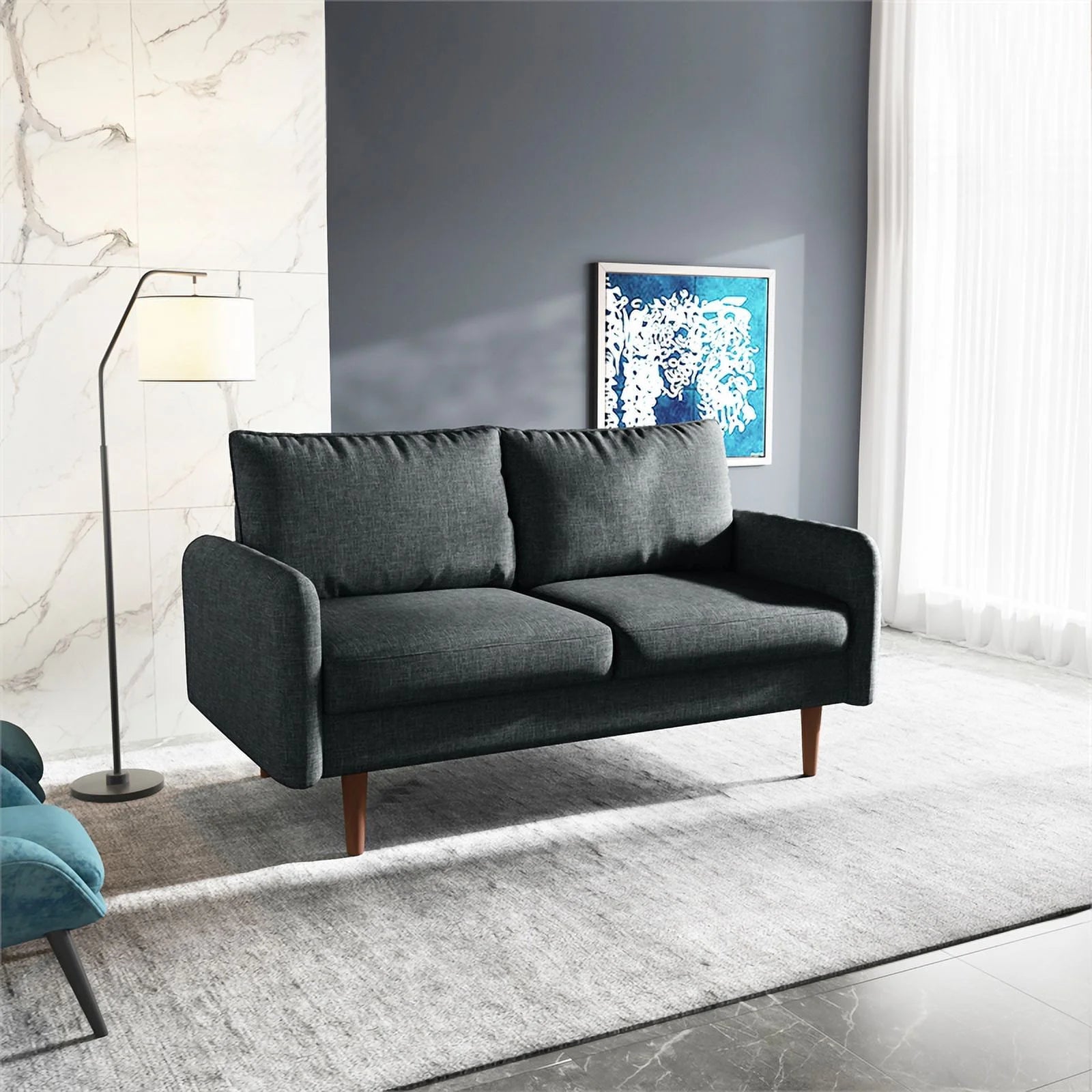 Black Fabric Standard Loveseat Z629