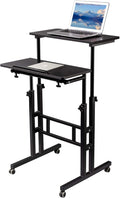 Black Mobile Standing Desk on Wheels Adjustable E440