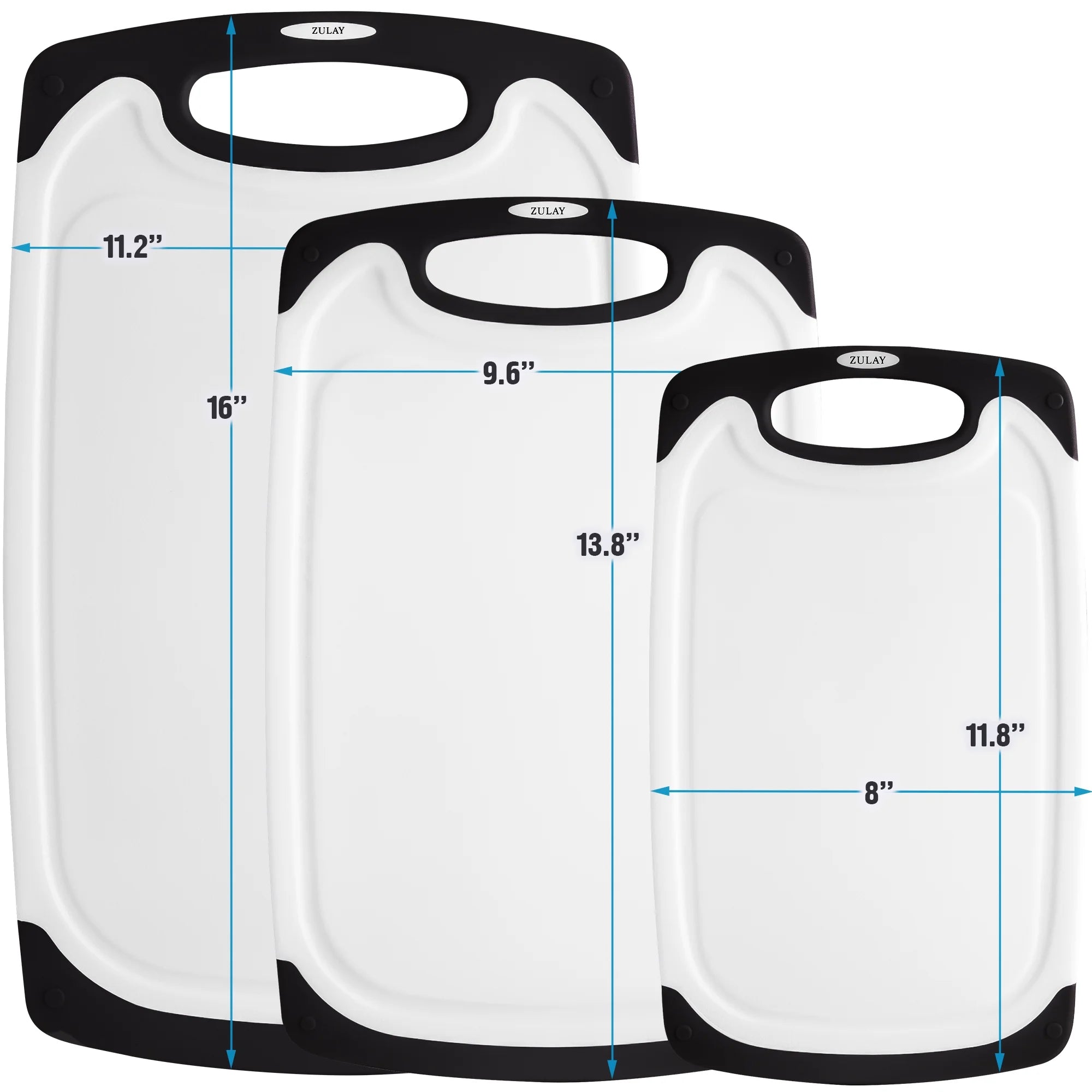 3-Piece Plastic Cutting Boards with Juice Grooves I6775