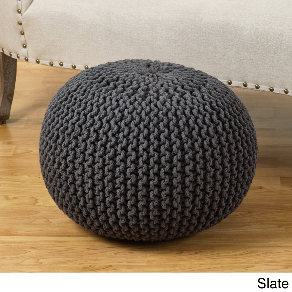 Slate Cotton Twisted Rope Ottoman U28916