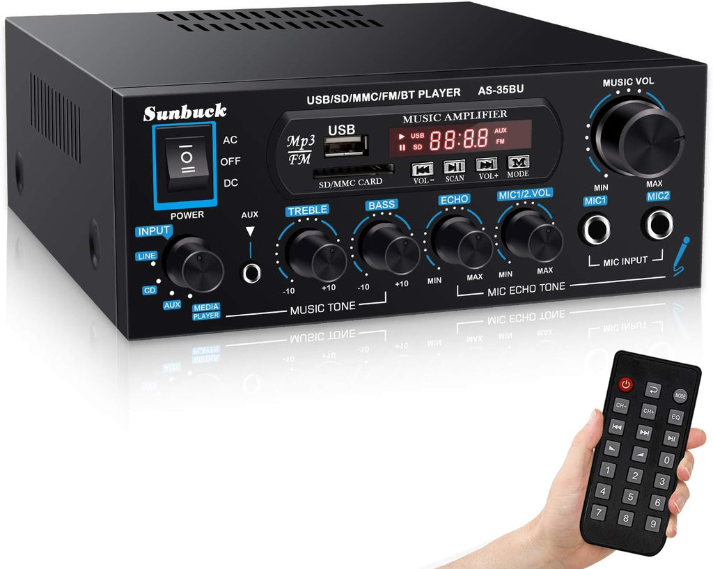 200W Wireless Bluetooth Stereo Amplifier Receiver with USB FM Radio Remote Control D1660