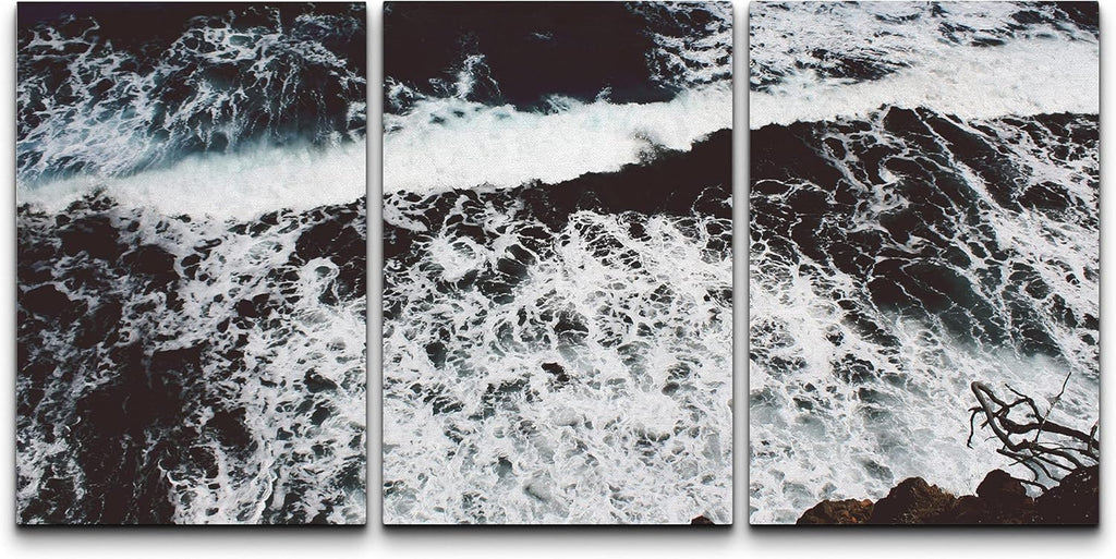 Canvas Print Wall Art Set Ocean Waves Marine Life Nautical Landscape Blue 16x24 x 3 R62973