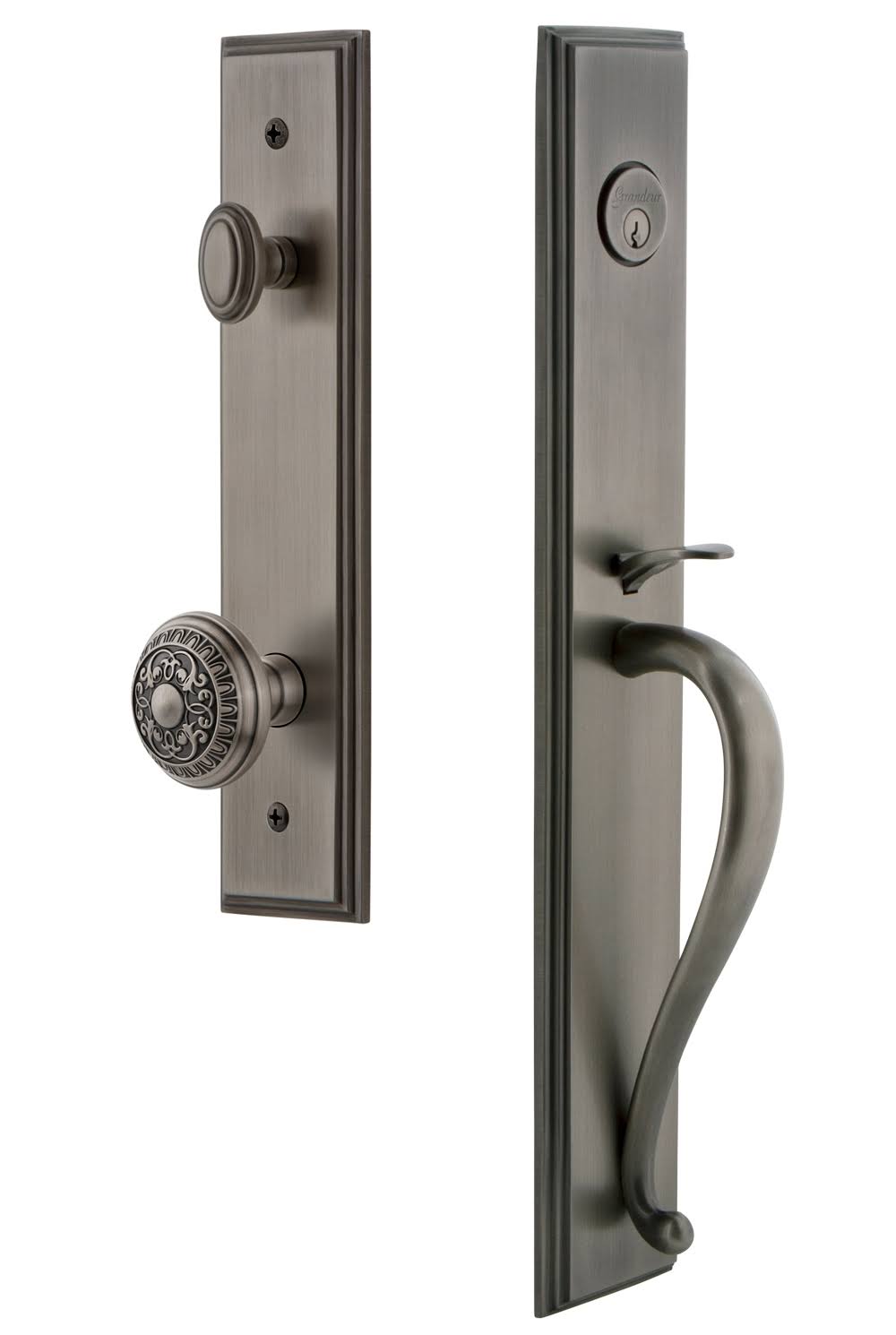 One-Piece S Grip and Windsor Knob-Antique Pewter N974