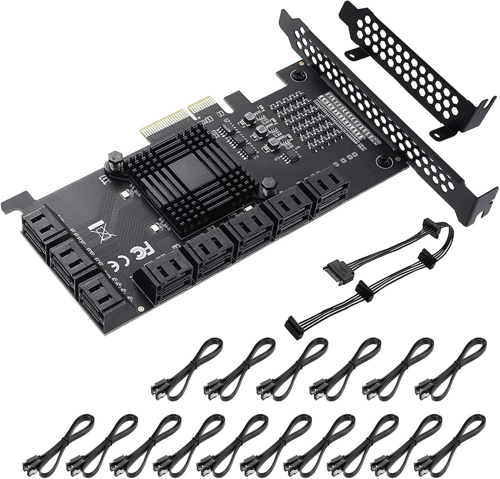 4X 16 SATA Port PCIe Card with 16 SATA Cables R90364