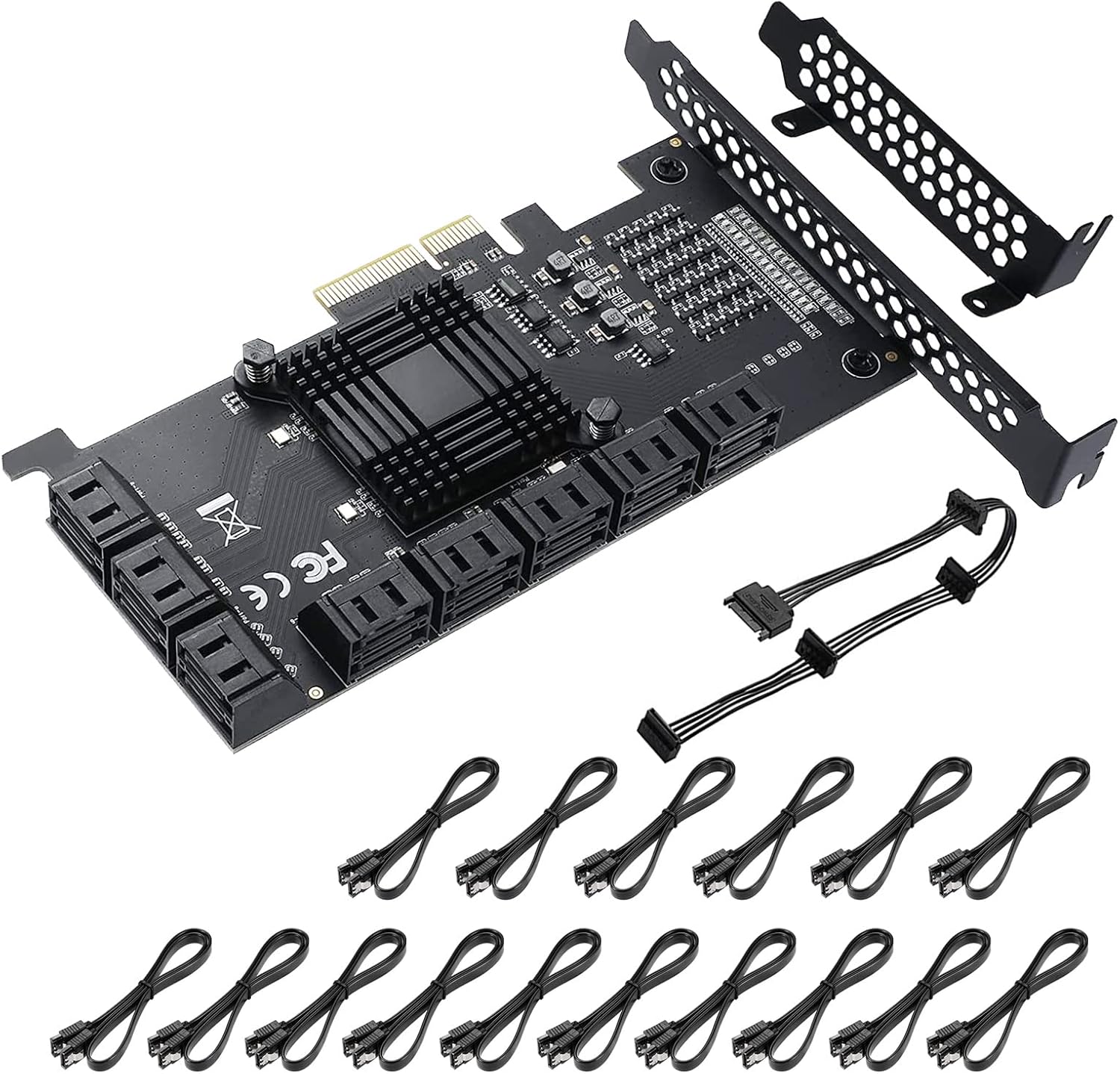 4X 16 SATA Port PCIe Card with 16 SATA Cables R90364