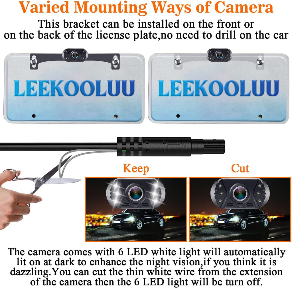 Wireless Backup Camera HD 1080P 5 Inch Monitor Touch Key Screen WiFi Rear View System Two Channels V79845
