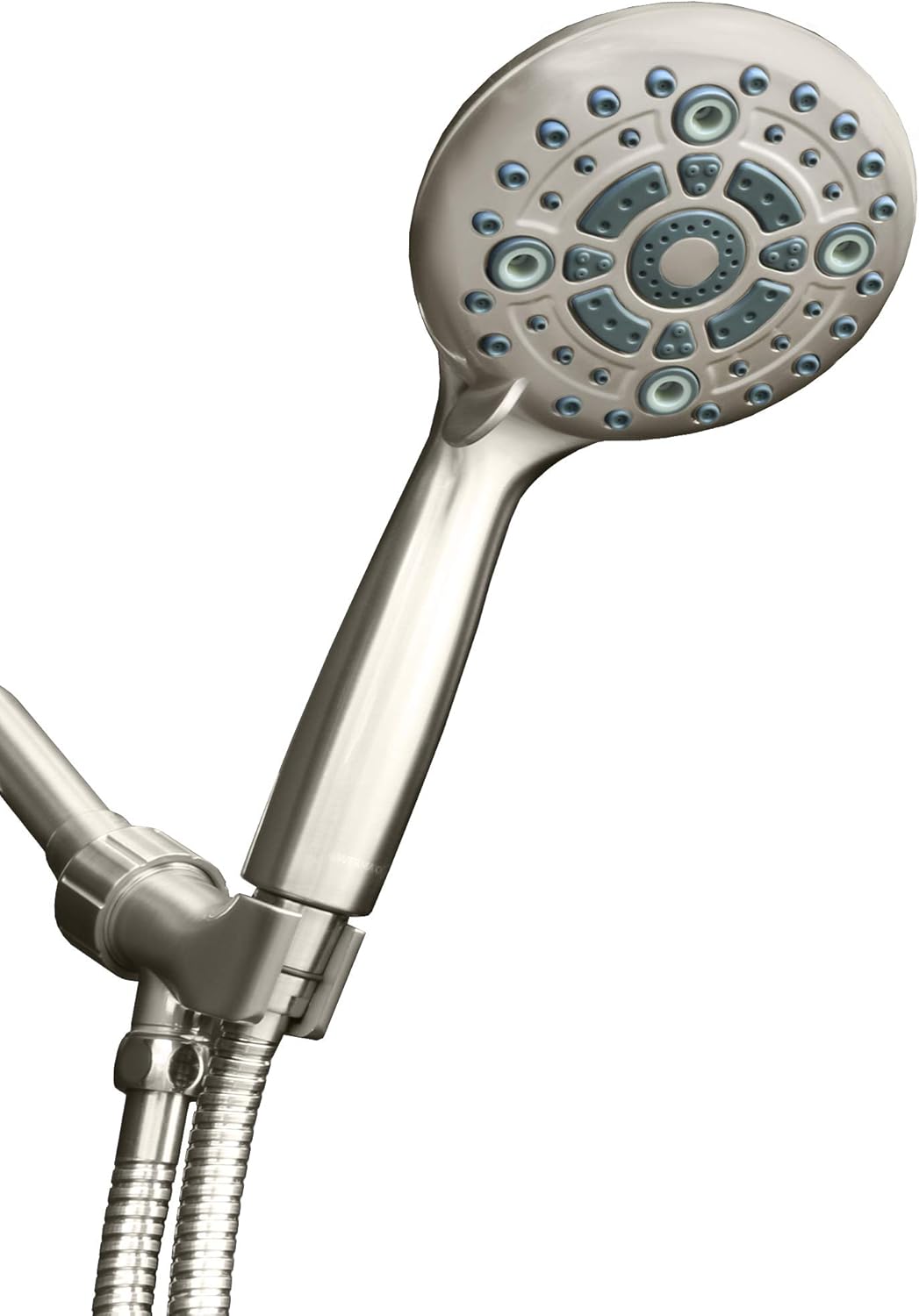 6 Spray Settings 5 inch Hand Held Shower Head, Stainless Steel Hose, Brushed Nickel Finish, Pack of 2 K445