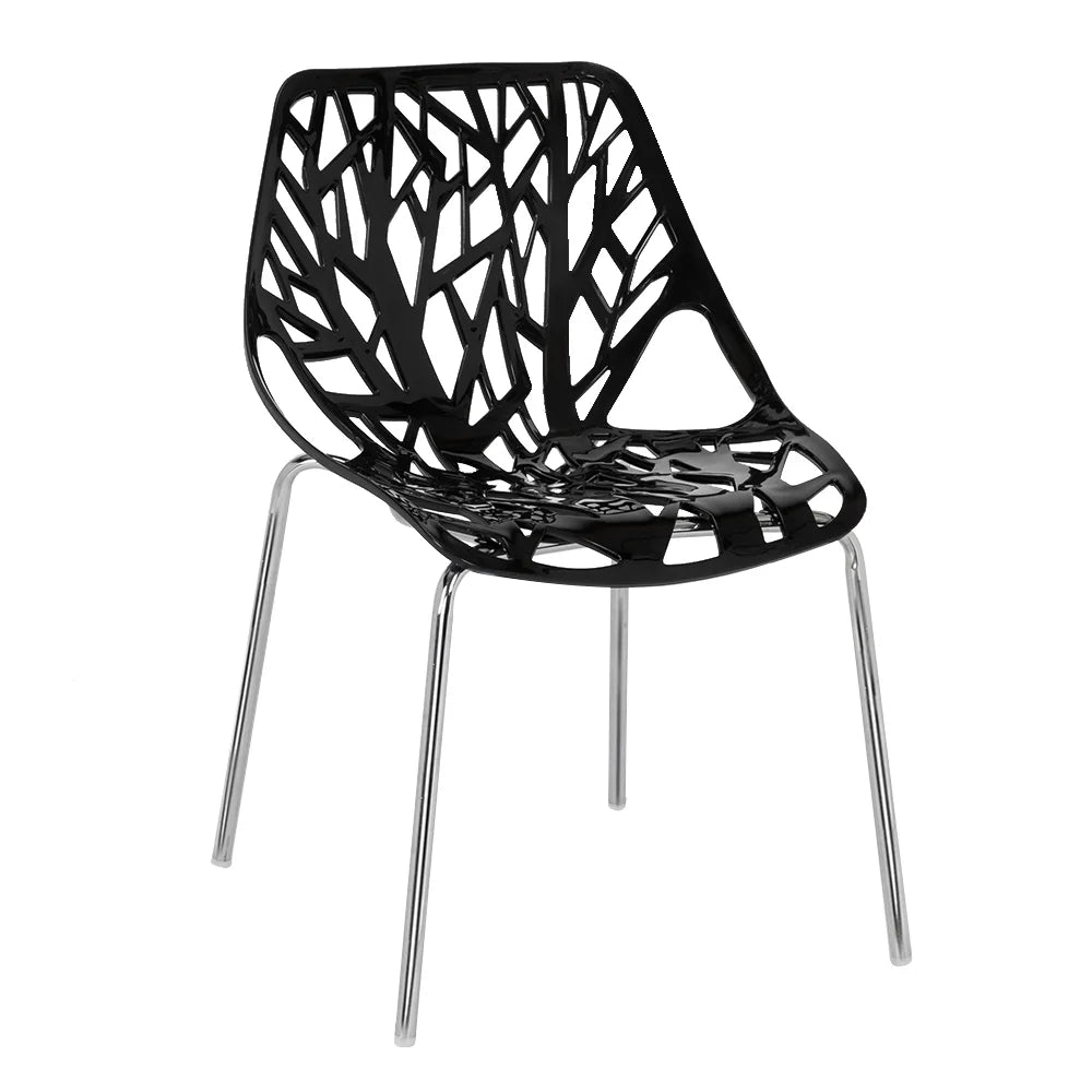 Black Stackable Birch Dining Chairs Set of 6 V1534