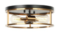 Two Light Flush Mount Black Aged Gold Brass U417308