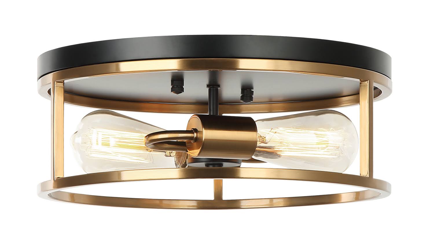 Two Light Flush Mount Black Aged Gold Brass U417308