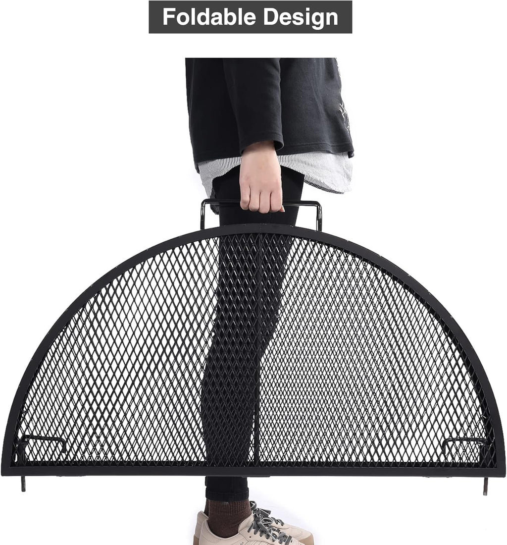 Black 30 Inch Heavy Duty Folding Round BBQ Grill Grate Z575