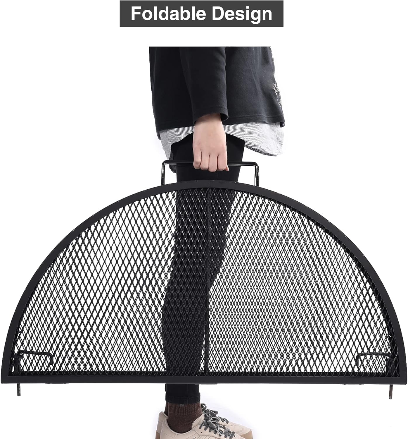 Black 30 Inch Heavy Duty Folding Round BBQ Grill Grate Z575