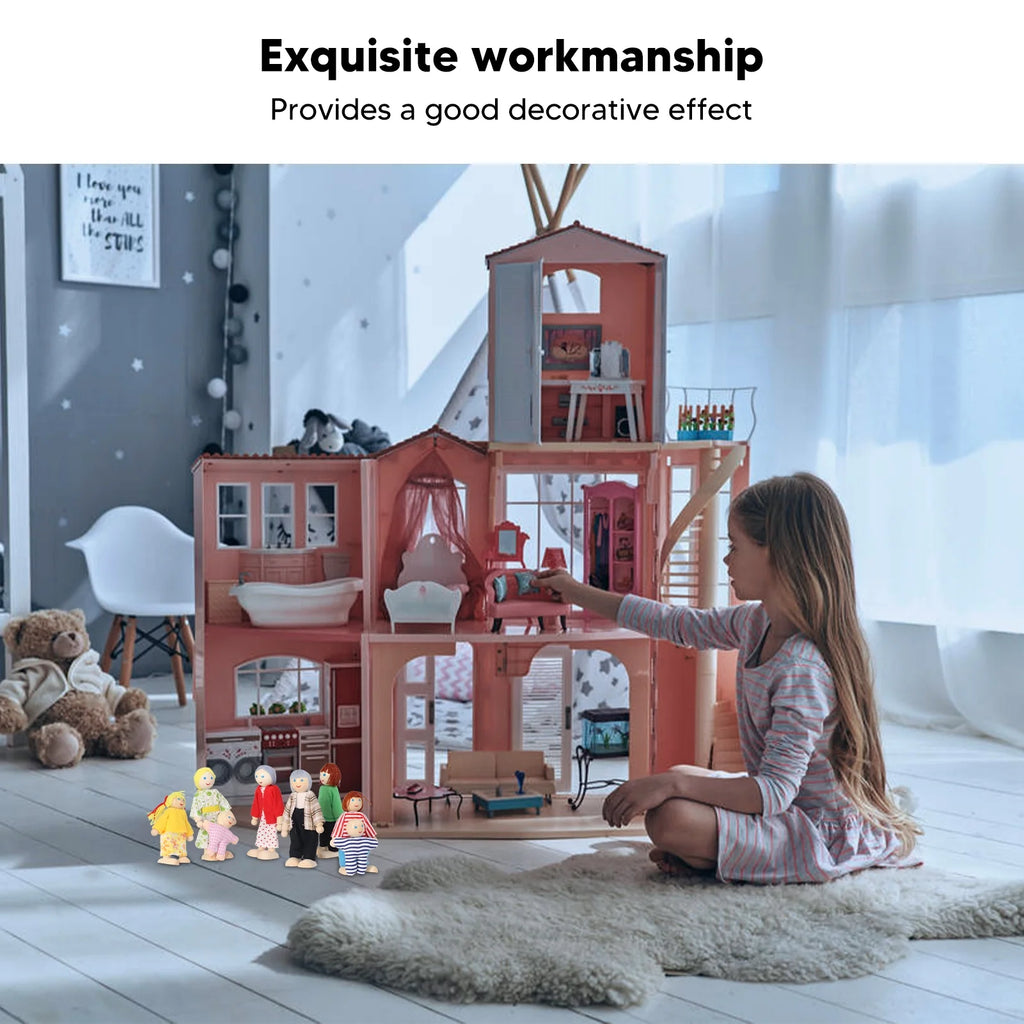 8pcs Wooden Dollhouse People Figures Y482