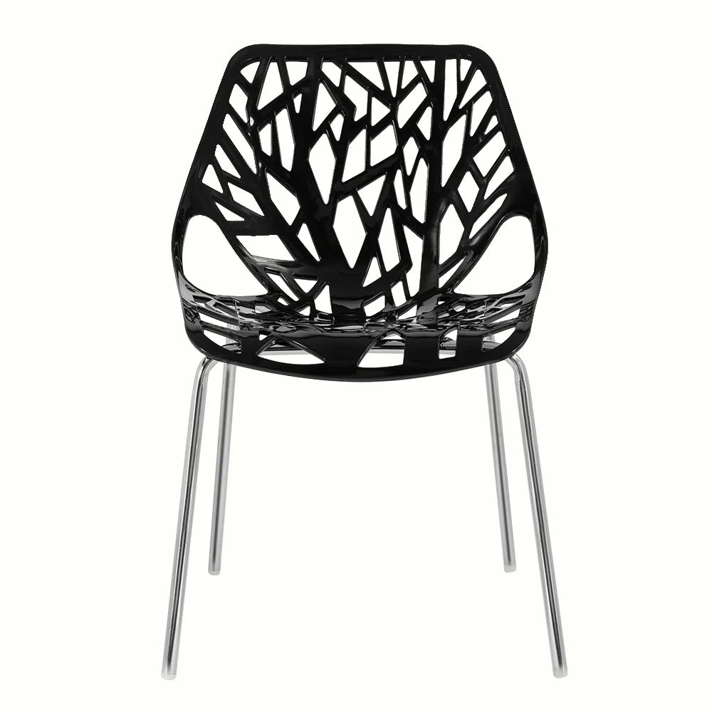 Black Stackable Birch Dining Chairs Set of 6 V1534