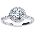 1 Carat Lab Grown Halo Diamond Engagement Ring In 14K White Gold N9266