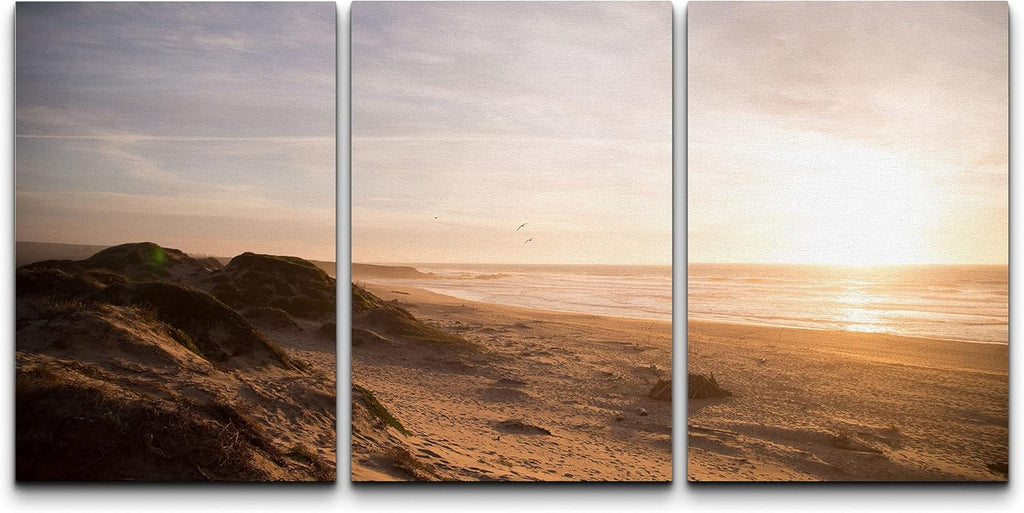 Canvas Print Wall Art Set Ocean Waves Marine Life Nautical Landscape Blue 16x24 x 3 R62973